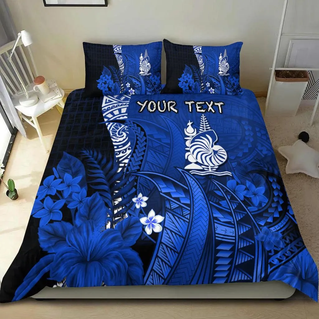 (Custom Personalised) New Caledonia Bedding Set Nautilus Blue Polynesian Hibiscus LT13