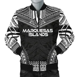 Marquesas Islands Polynesian Chief Mens Bomber Jacket - Black Version
