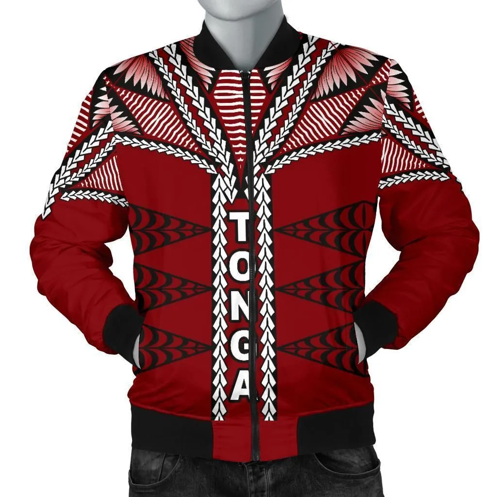 Tonga Polynesian Mens Bomber Jacket - Tongan Ngatu Pattern