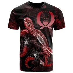 Pohnpei Polynesian T shirt - Turtle With Blooming Hibiscus Red