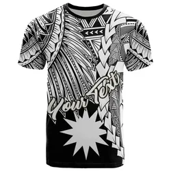 Nauru Polynesian Custom Personalised T-Shirt - Tribal Wave Tattoo White - BN12