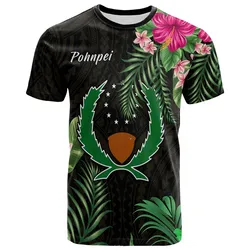 Pohnpei Micronesia Gold T Shirt Tropical Flowers LT13