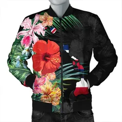 Hawaiian Map Hawaii Flag Hibiscus Polynesian Bomber Jacket AH