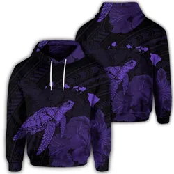 Hawaiian Polynesian Hibiscus Turtle Map Hoodie Purple