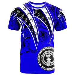 Northern Mariana Islands T shirt - Tropical Leaf Blue Color
