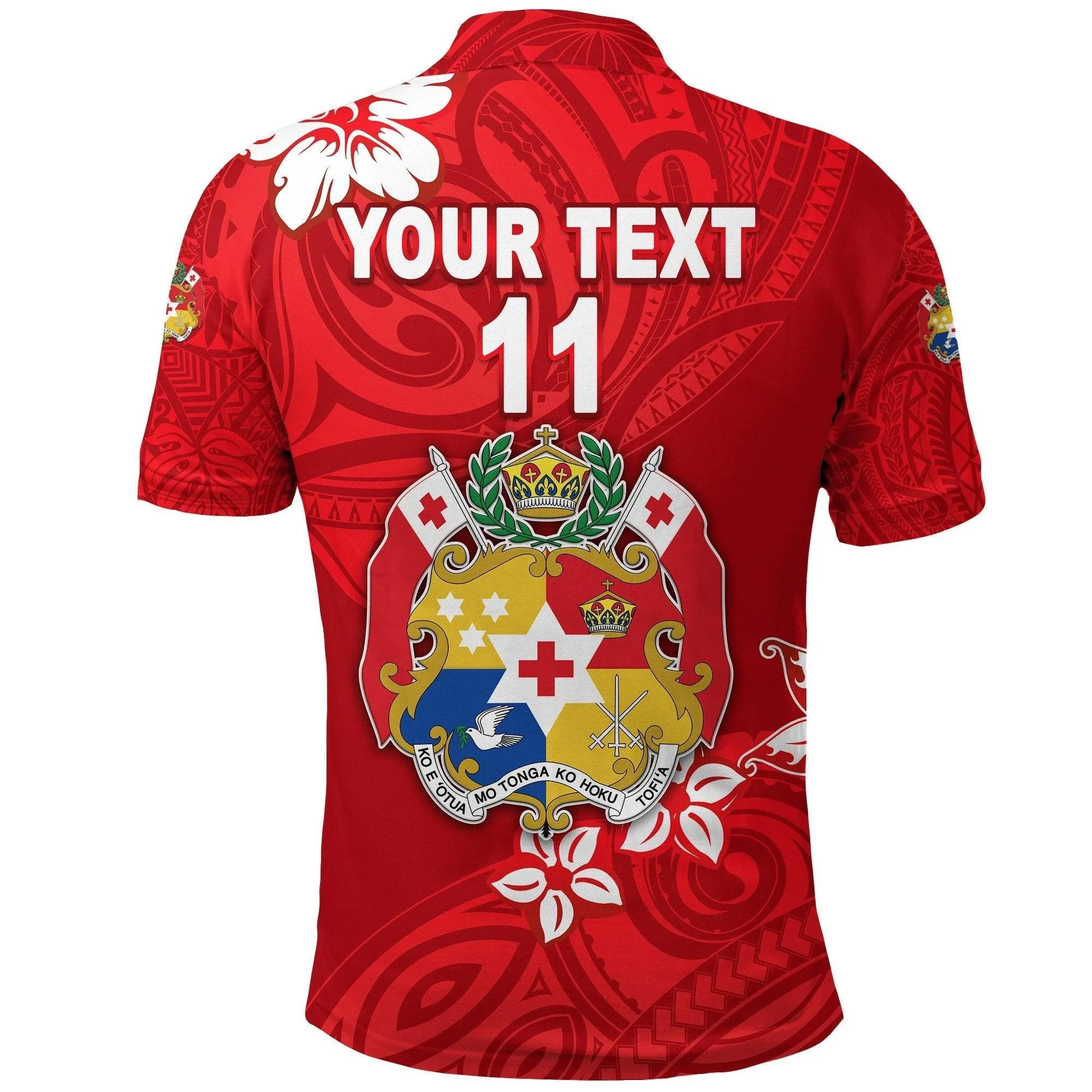 (Custom Personalised) Mate Maa Tonga Rugby Polo Shirt Polynesian Unique Vibes - Full Red, Custom Text and Number