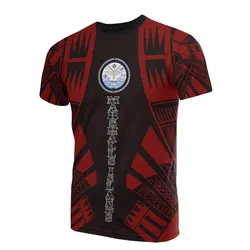 Marshall Islands T shirt - Marshall Islands Seal Polynesian Tattoo Red Style
