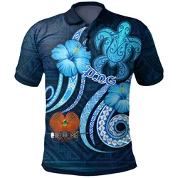 Papua New Guinea Polo Shirts - Turtle and Tribal Tattoo Of Polynesian