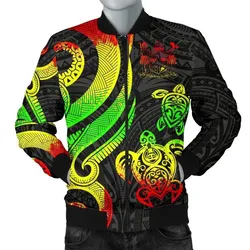 Fiji Polynesian Men Bomber Jacket - Reggae Tentacle Turtle Crest