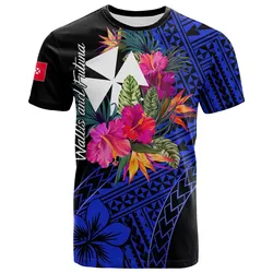 Wallis and Futuna T Shirt Hibiscus Blue No.1Color  LT6