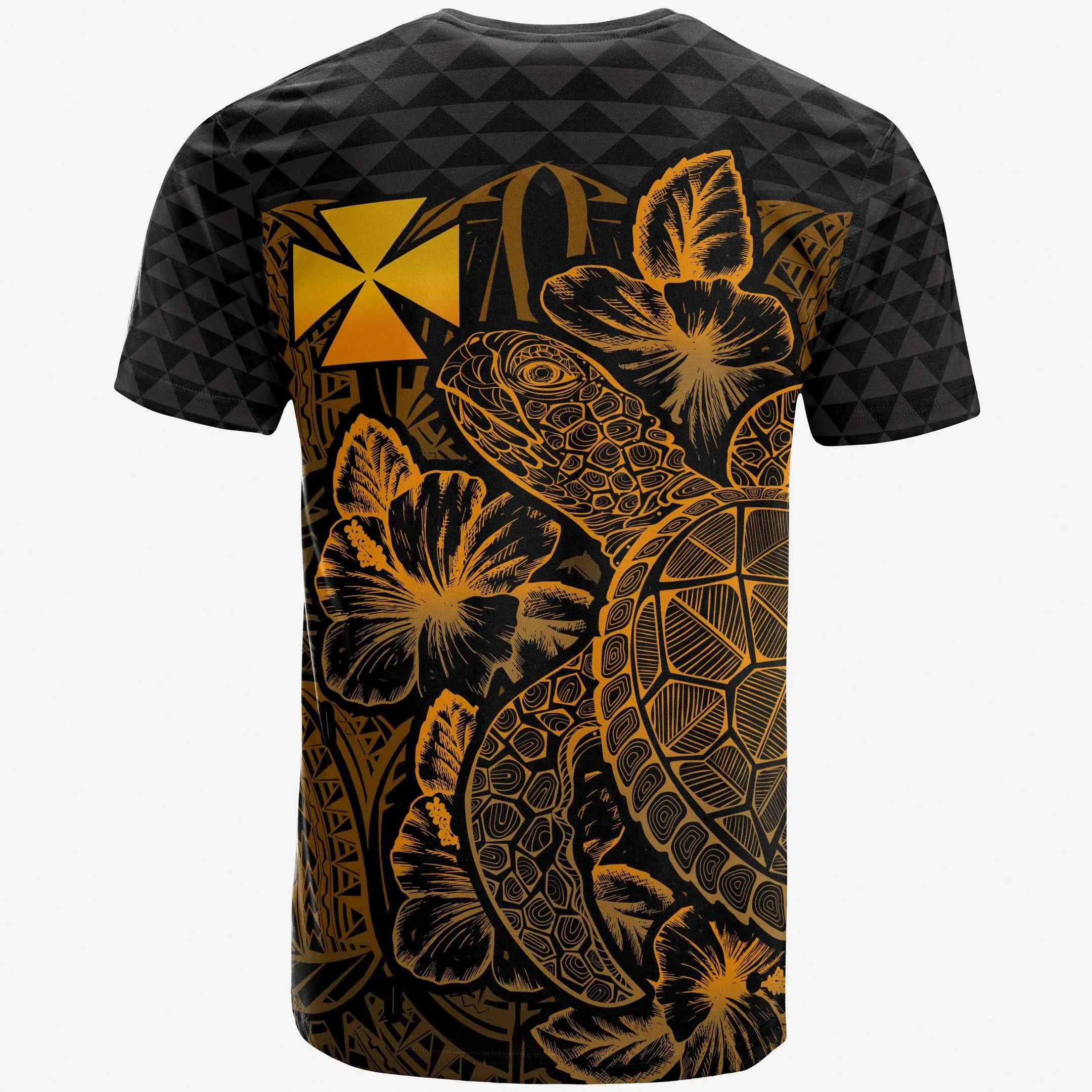 Alohawaii T-Shirt - Tee Wallis And Futuna Polynesian - Turtle Hibiscus Gold - BN39