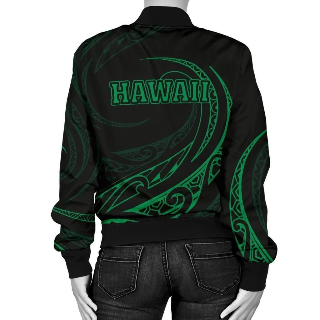 Alohawaii Jacket - Hawaii Turtle Polynesian Womens Bomber Jacket - Green - Frida Style - AH J9