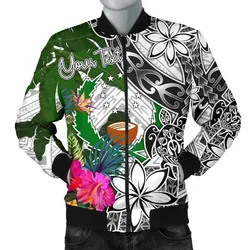 Pohnpei Custom Personalised Mens Bomber Jacket White - Turtle Plumeria Banana Leaf