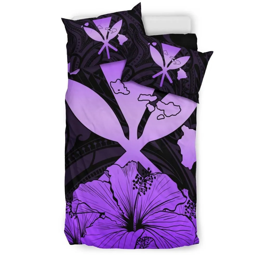FamilyGater Bedding Set - Cover and Pillow Cases Hawaiian Kanaka Hibiscus Polynesian Love Violet J1