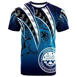 Federated States of Micronesia T-Shirt - Tropical Leaf Blue Gradient Style