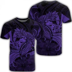 Hawaiian Map Hula Girl Hibiscus Kanaka Polynesian T-Shirt - Purple - AH