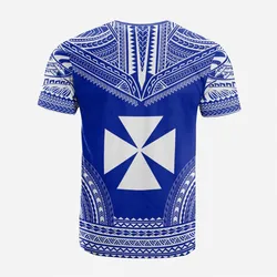 Wallis and Futuna Custom Personalised T shirt - Wallis and Futuna Coat Of Arms Polynesian Chief Tattoo Blue Version
