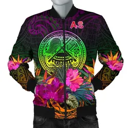American Samoa Mens Bomber Jacket - Summer Hibiscus