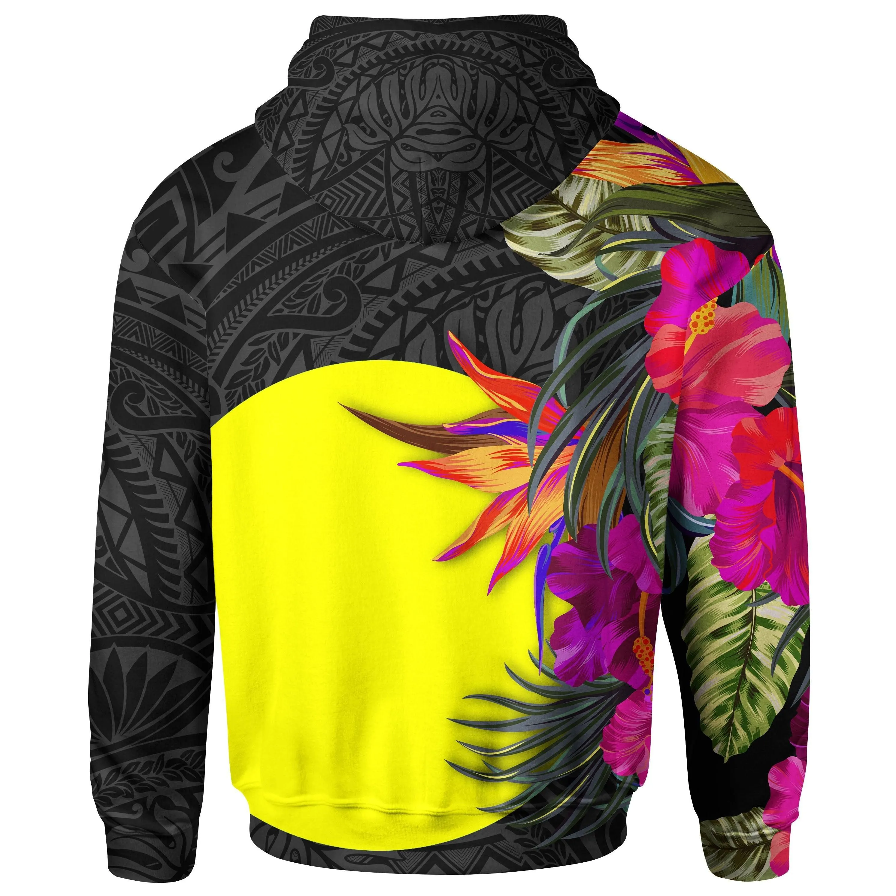 Palau Hoodie - Hibiscus Polynesian Pattern