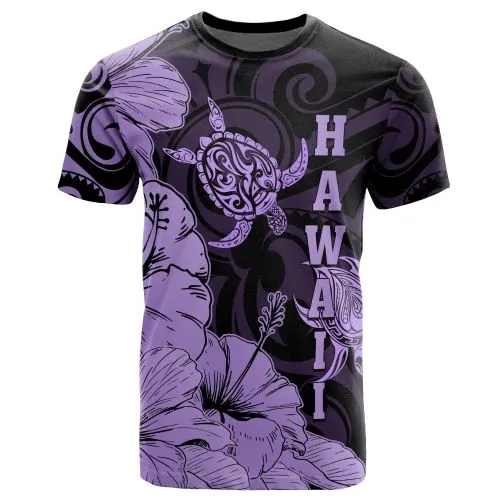 Hawaii Turtle T Shirt Polynesian Hibiscus Art Ver 2.0 Violet
