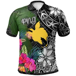 Papua New Guinea Polo Shirt - Turtle Plumeria Banana Leaf