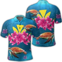 Hawaiian Plumeria Kanaka Turtle Sea Polynesian Polo Shirt - AH