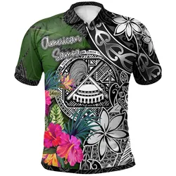 American Samoa Polo Shirt - Turtle Plumeria Banana Leaf
