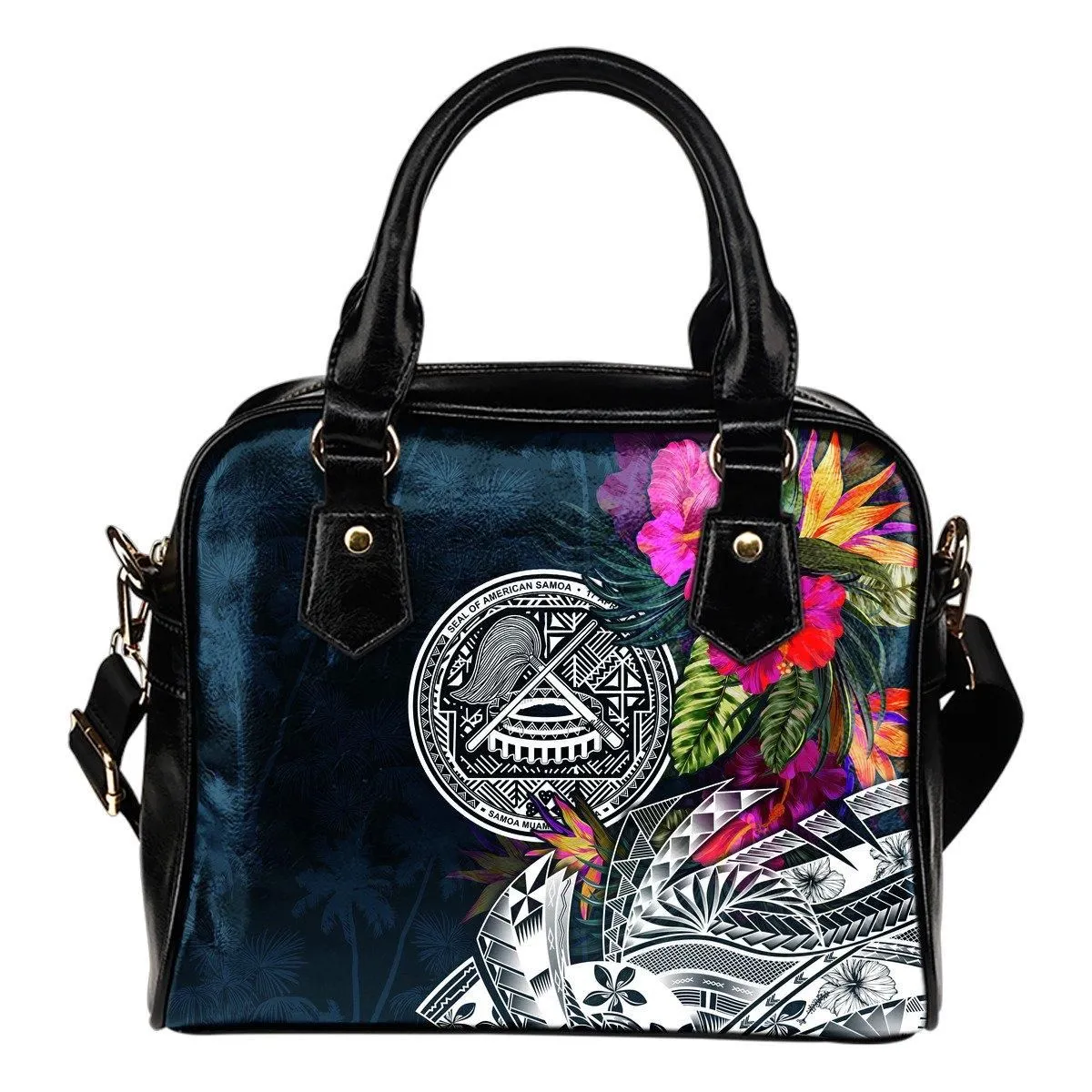 American Samoa Shoulder Handbag - Polynesian Hibiscus With Summer Vibes