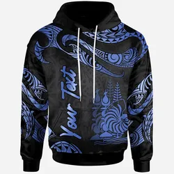 New Caledonia Polynesian Custom Personalised Hoodie - Poly Tattoo Blue Version