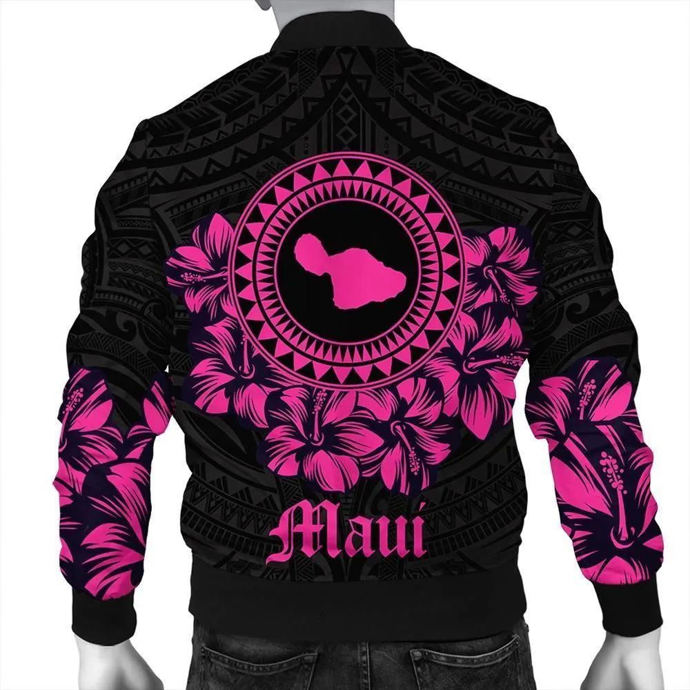 Maui Map Hibiscus Polynesian Bomber Jacket - Lithe Style