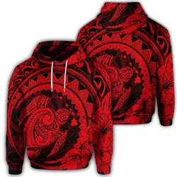 Alohawaii Hoodie - Hawaiian Kanaka Honu Map Hibiscus Globular Polynesian Red Hoodie - AH - JR