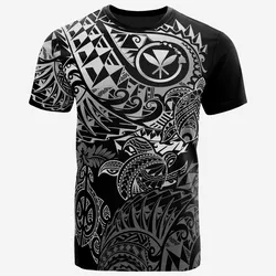 Hawaii Polynesian White Black Kanaka Maoli Turtle Hibiscus Flowing Unisex 3D T-Shirt All Over Print ONCHJ