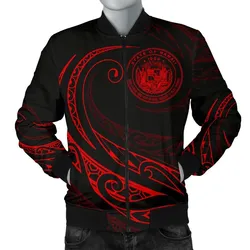 FamilyGater Jacket - Hawaii Coat Of Arms Polynesian Men's Bomber Jacket - Red - Frida Style - AH J9