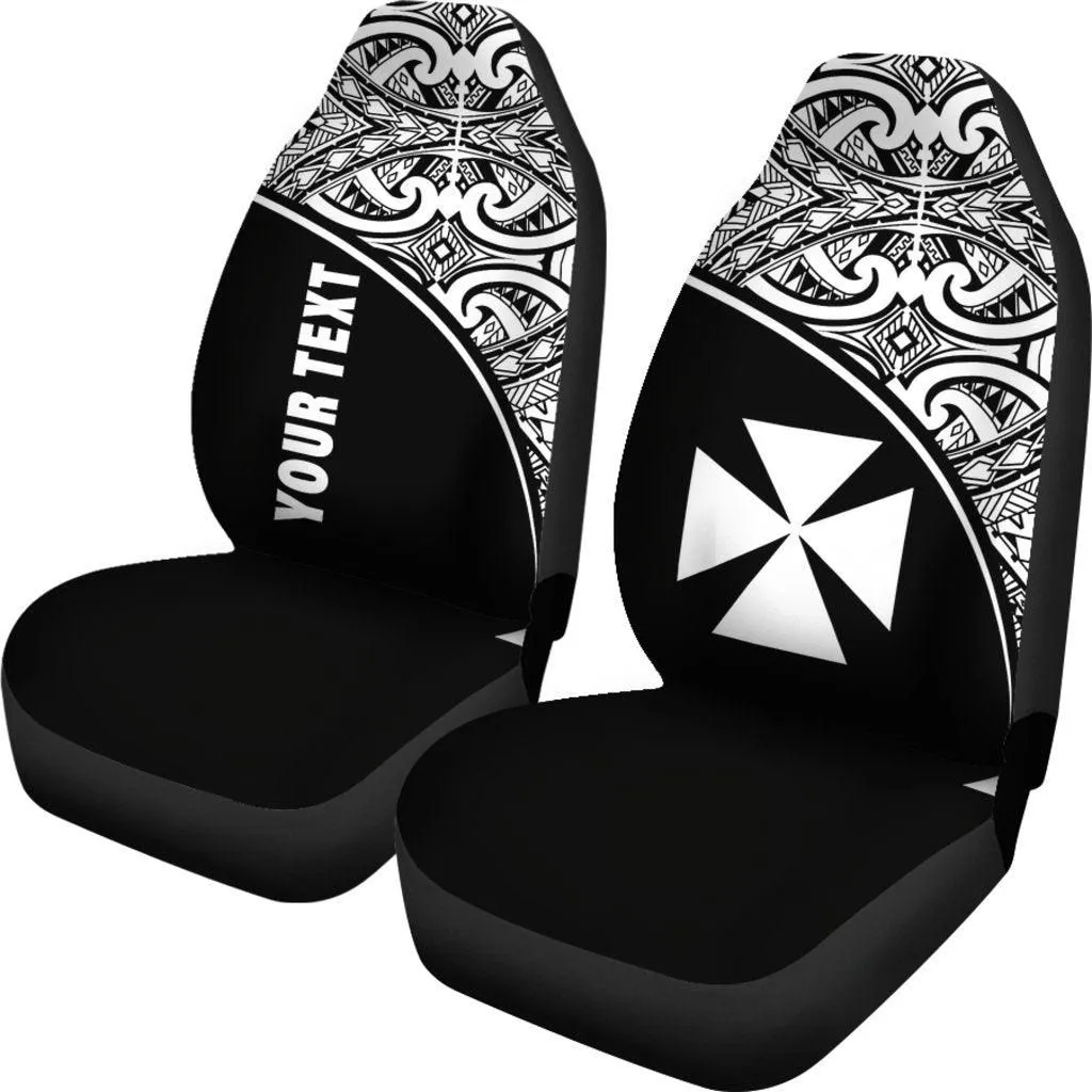 Wallis and Futuna Custom Personalised Car Seat Covers - Wallis and Futuna Coat Of Arms Polynesian White Curve