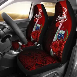Samoa Polynesian Car Seat Covers - Coat Of Arm With Hibiscus