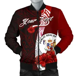 Niue Polynesian Custom Personalised Mens Bomber Jacket - Coat Of Arm With Hibiscus