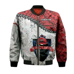 Kingston FC Bomber Jacket Grunge Polynesian Tattoo - CA SOCCER