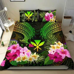 Polynesian Bedding Set - Hawaii Duvet Cover Reggae Kanaka Maoli Hibiscus Plumeria Coconut