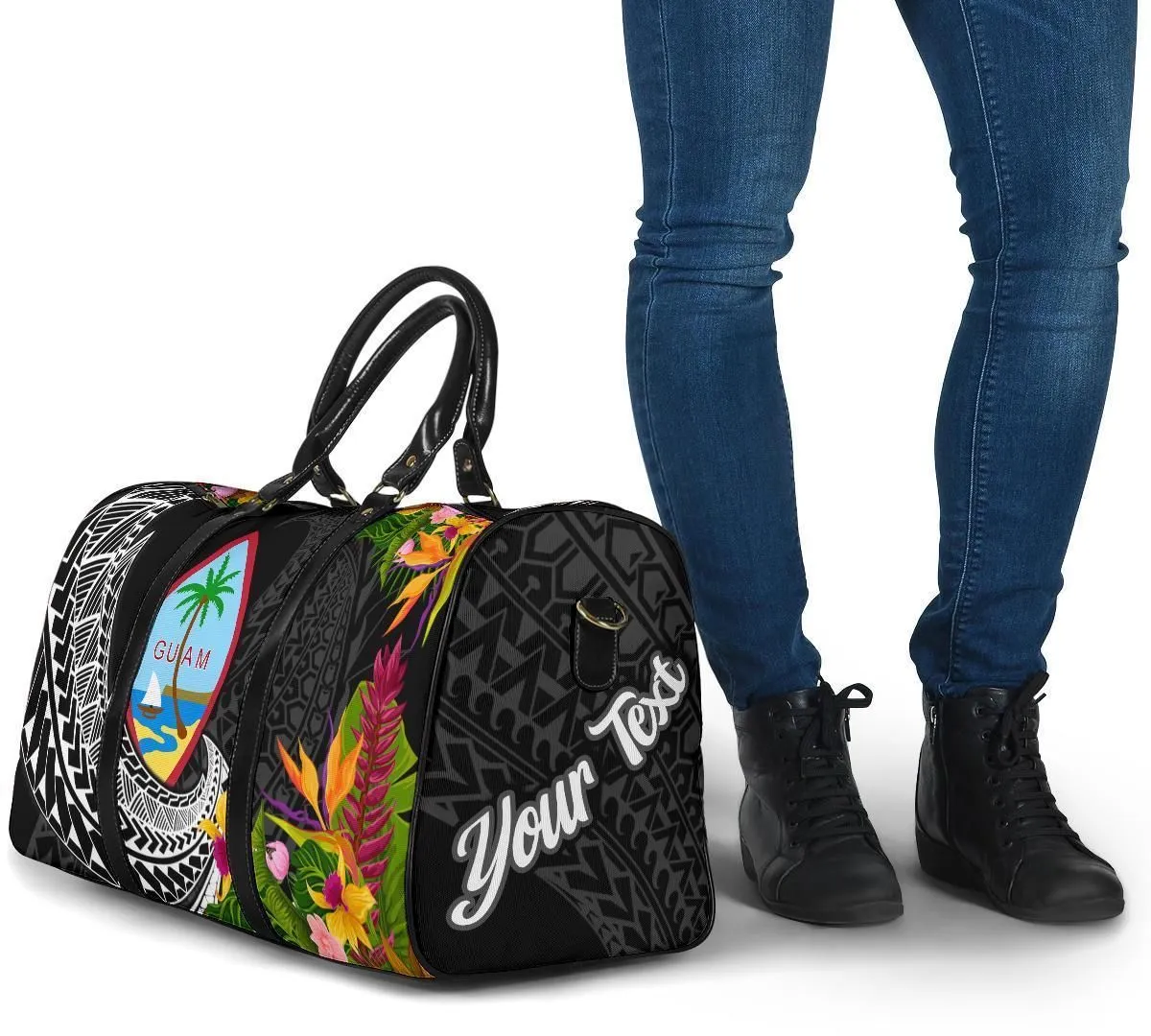 Guam Travel Bag - Custom Personalised Seal Spiral Polynesian Patterns