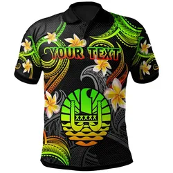 Tahiti Polo Shirt - Custom Personalised Polynesian Waves with Plumeria Flowers (Reggae)