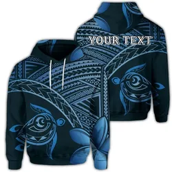 (Personalised) Hawaiian Turtle Plumeria Kakau Polynesian Quilt Hoodie Neo Blue AH