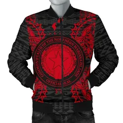 Northern Mariana Islands Polynesian Mens Bomber Jacket Map Red