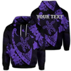 (Personalised) Hawaiian Map Hibiscus Turtle Fish Hook Polynesian Hoodie Purple
