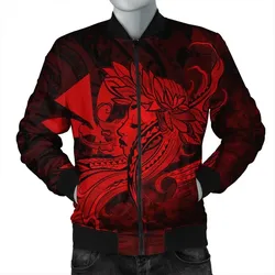 Alohawaii Jacket - Hawaiian Map Hula Girl Hibiscus Kanaka Polynesian Bomber Jacket - Red - AH - J4R