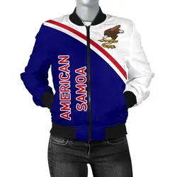 American Samoa Womens Bomber Jacket - Polynesian Curve Version