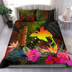 FamilyGater Bedding Set - Cover and Pillow Cases Papua New Guinea Polynesian Personalised -  Hibiscus and Banana Leaves - BN15