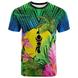 New Caledonia T shirt Green Blue - Hibiscus Coconut