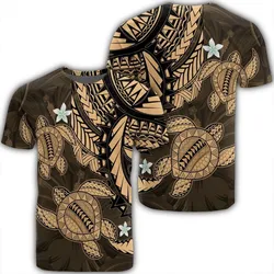 Hawaii Polynesian Turtle Hibiscus T-Shirt - Gold - AH