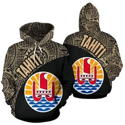 Tahiti Zip - Up Hoodie - Tahiti Flag Polynesia Tattoo Gold