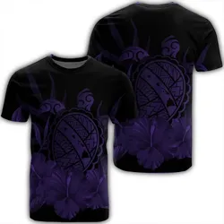 Alohawaii Tee - Hawaiian Map Turtle Hibiscus Polynesian T-shirt Purple - AH - J4R